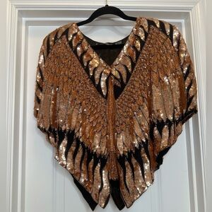 Vintage gorgeous sequins gold and black metamorphosis top size medium